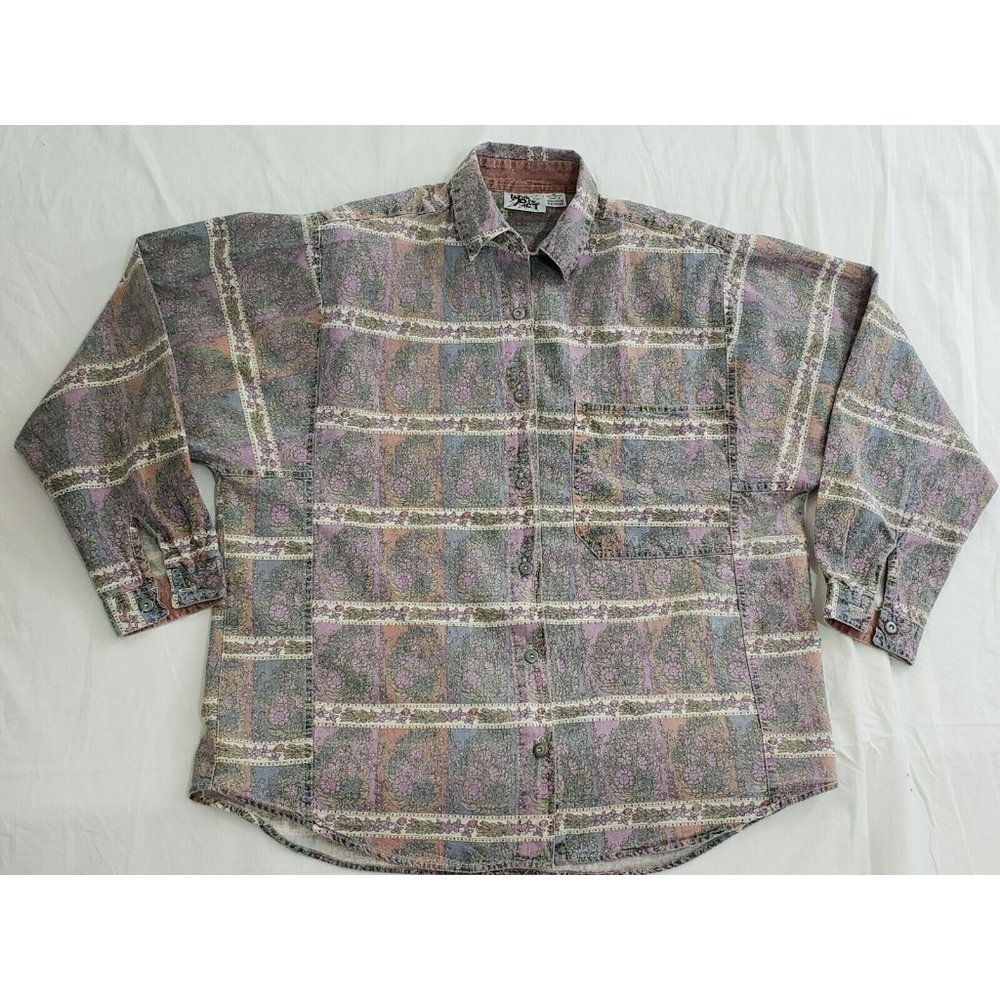 Sudden Impact Womens M Long Sleeve Multicolor Floral Western Shirt